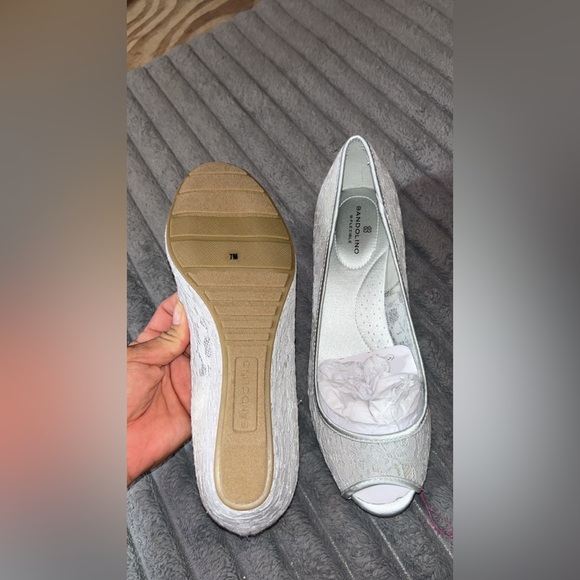 Bandolino Ivory Lace Wedge Shoes - Picture 2 of 2